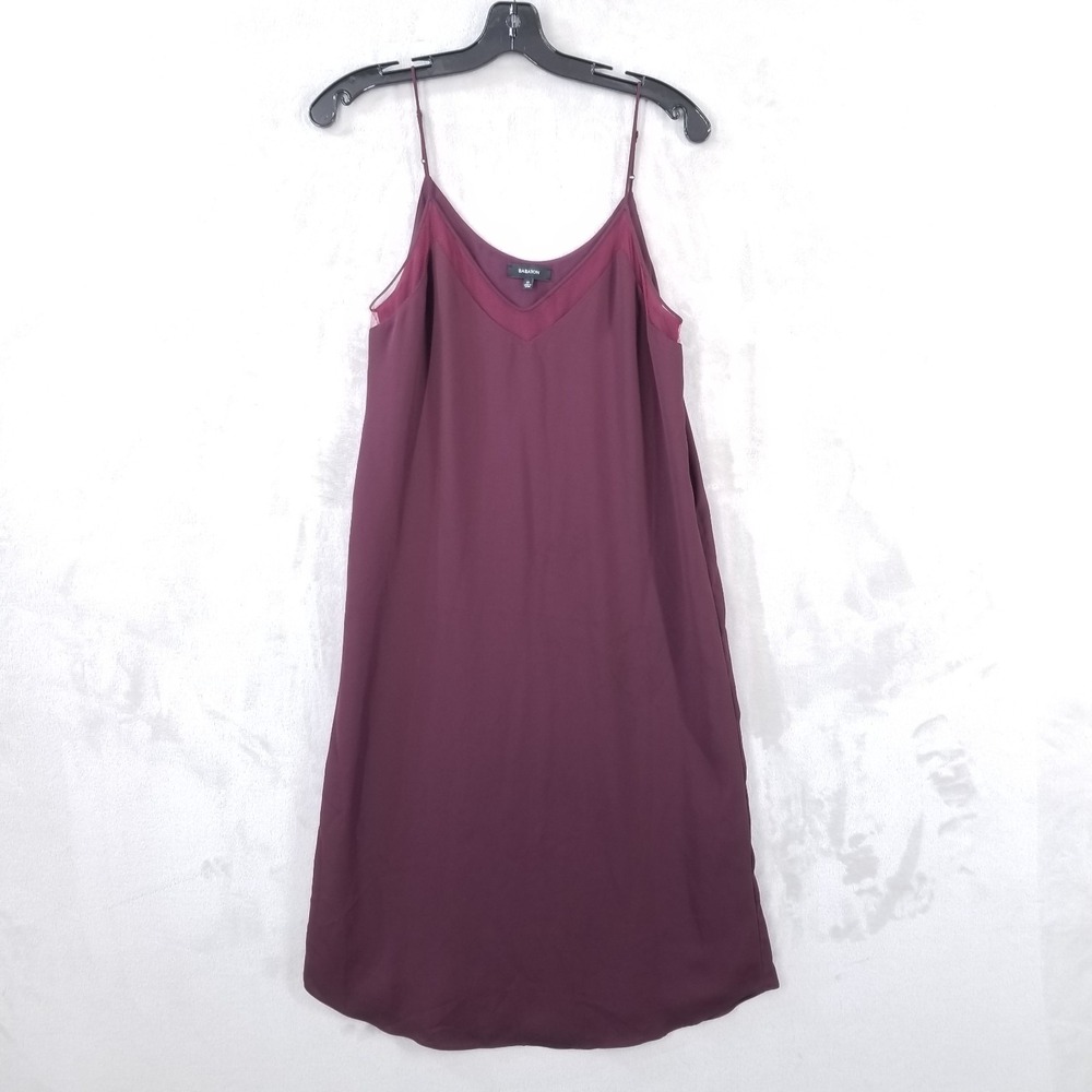 Aritzia Babaton Circo Slip Dress Women XS Wine Mesh Detail Fully Lined Occasion